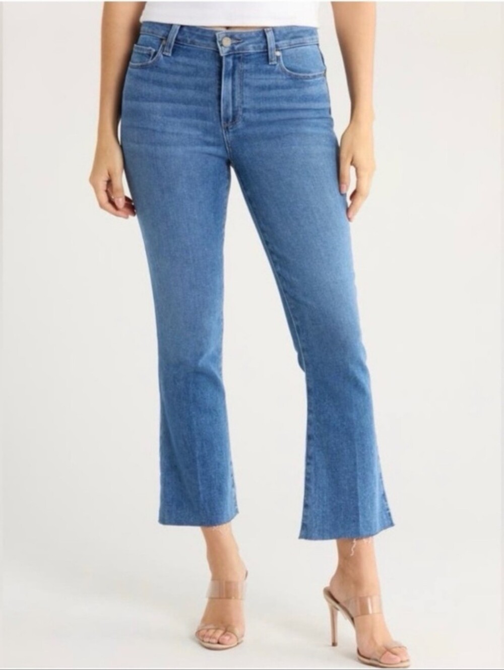 Paige Rory Crop Flare Jeans Raw Hem size 25